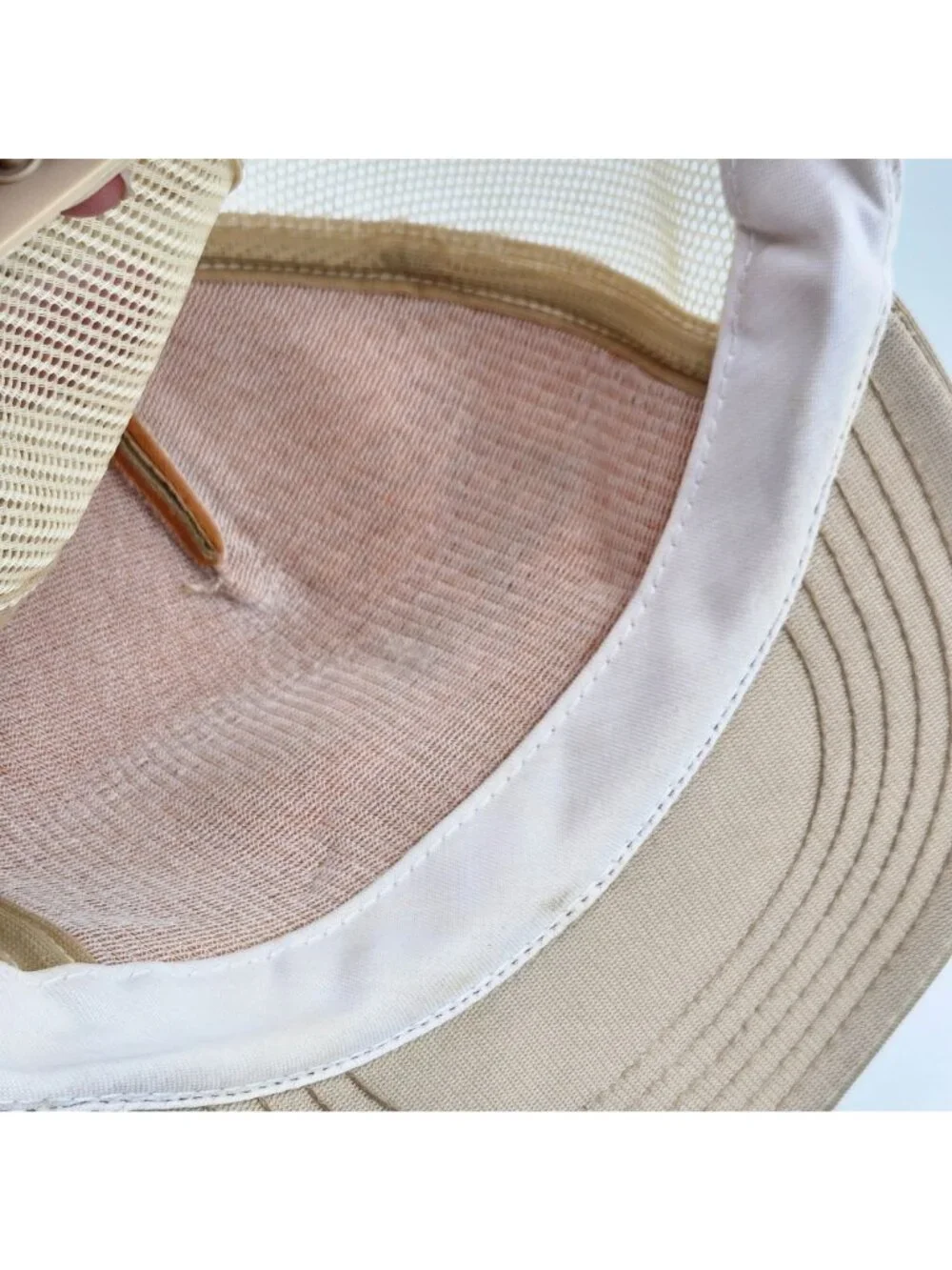 Vintage Bosch Builders Saw Mesh Trucker Hat Adjustable Snapback Beige with Red & - Picture 11 of 12